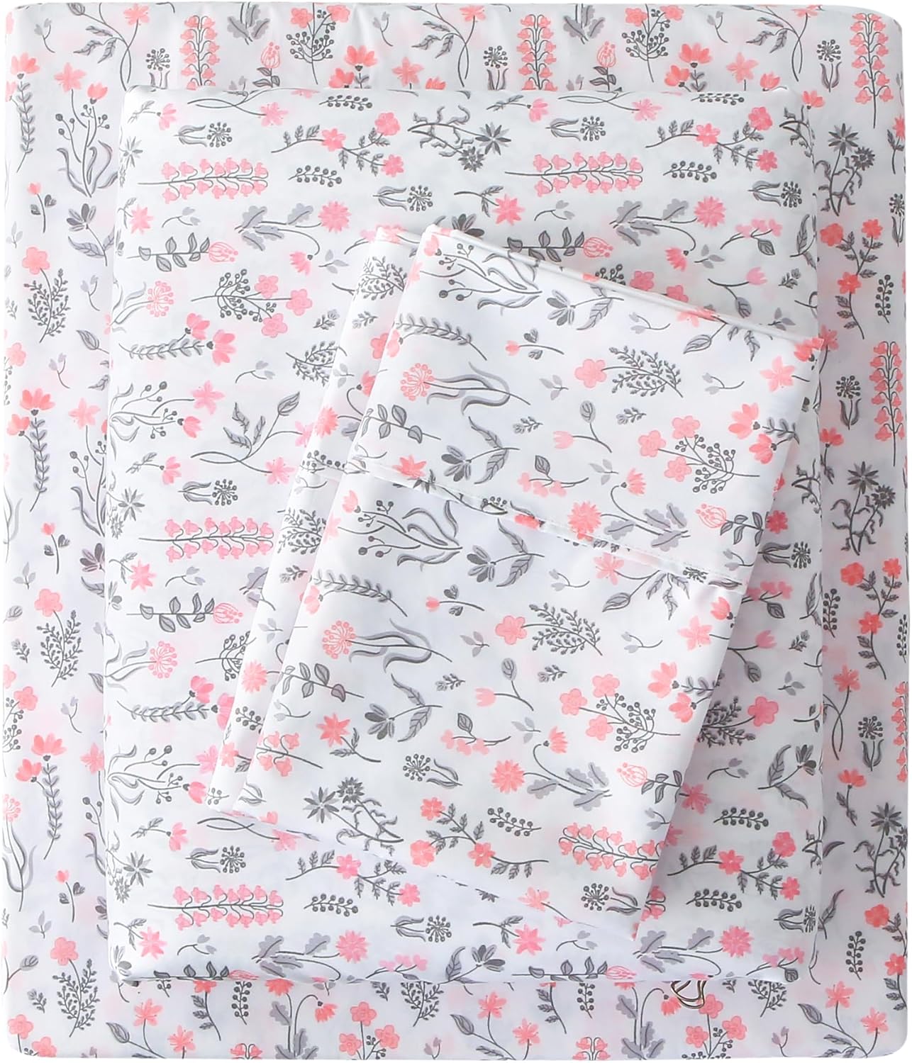 Viviland Floral Queen Sheet Set - 4 Piece Vintage Pink & Yellow Flower Patterned Bed Sheets - Soft, Breathable Microfiber Sheets with Deep Pocket, Non-Slip Fitted Sheets & Pillowcases