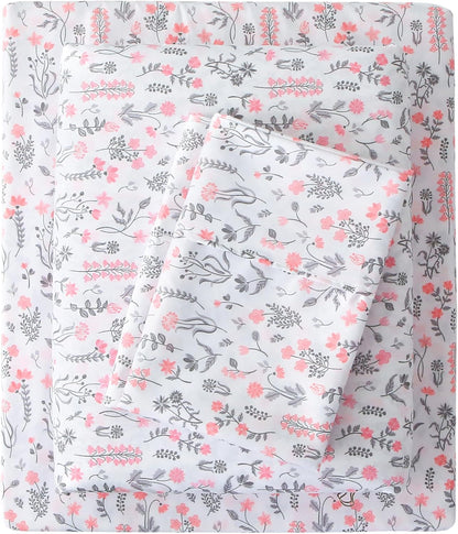 Viviland Floral Queen Sheet Set - 4 Piece Vintage Pink & Yellow Flower Patterned Bed Sheets - Soft, Breathable Microfiber Sheets with Deep Pocket, Non-Slip Fitted Sheets & Pillowcases