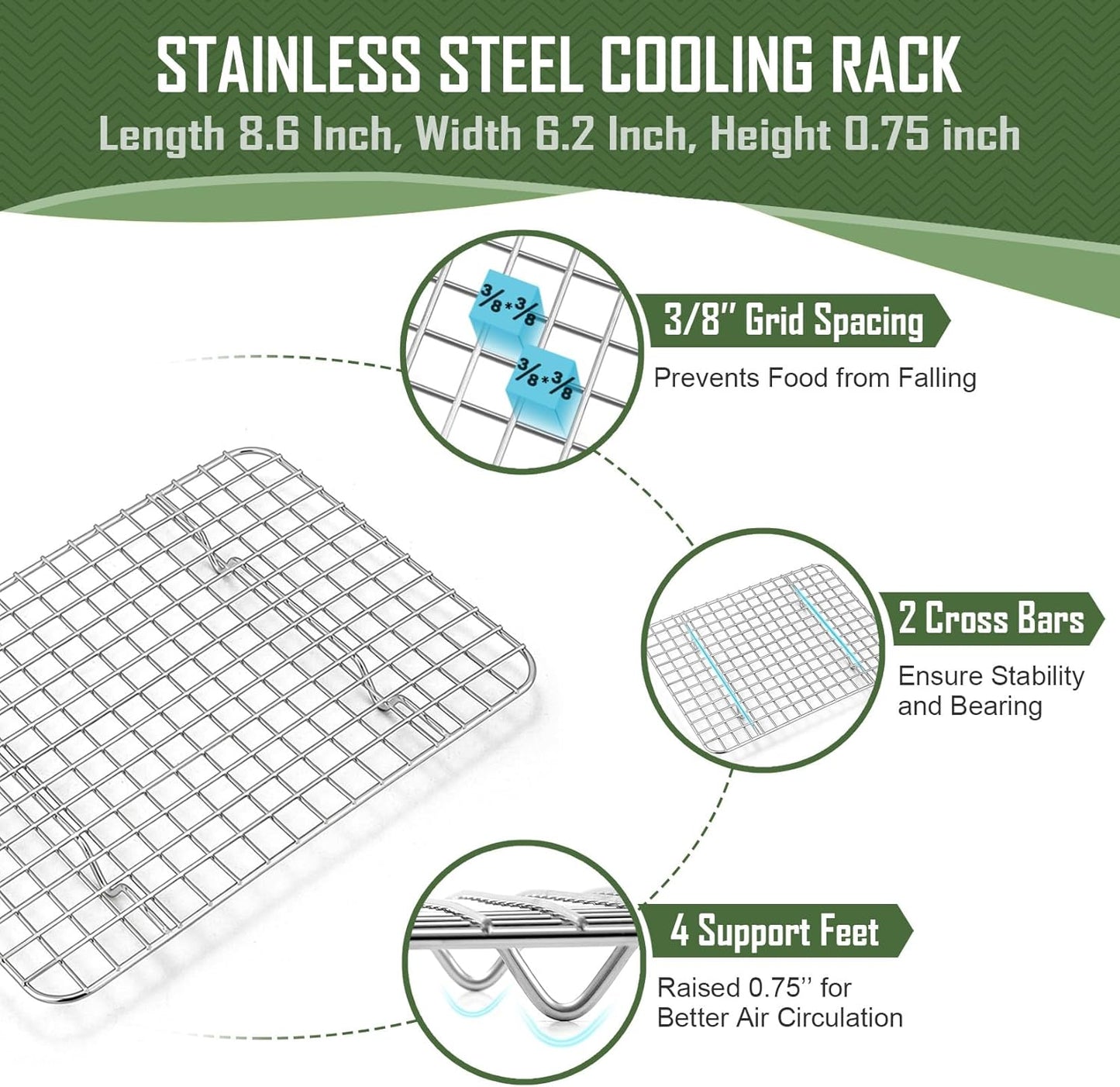 17.5 Inch Baking Sheet Pan with Rack Set, Joyfair Stainless Steel Half Size Oven Cookie Sheet Tray with Cooling Rack, Non-Toxic & Heavy Duty, Mirror Finishes &Easy Cleaning - (1 Pan + 1 Rack)