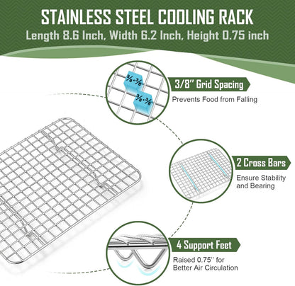 17.5 Inch Baking Sheet Pan with Rack Set, Joyfair Stainless Steel Half Size Oven Cookie Sheet Tray with Cooling Rack, Non-Toxic & Heavy Duty, Mirror Finishes &Easy Cleaning - (1 Pan + 1 Rack)