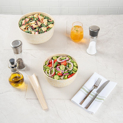 Restaurantware-Bambuddha 51 Ounce Extra Large Salad Bowl, 1 Heavy-Duty Round Salad Bowl - Sustainable, Reusable, Blue Bamboo Serving Dish, for Serving Salads, Fruits, and Appetizers