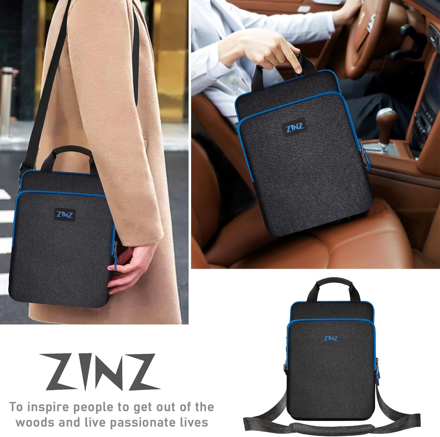 ZINZ Slim & Expandable Case 12.9 13 inch Travel Laptop Shoulder Bag for MacBook Air 13" M3/M2/M1, MacBook Pro 13" M2/M1, iPad Pro 12.9"/13"/11", iPad Air 13",L01G03 - PuriLite