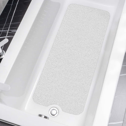 HITSLAM Shower Mat Non Slip, 24 x 16 Inch Bathtub Mat Non Slip with Drain, Soft PVC Loofah Bath Mat for Tub, Quick Drying Bathroom Shower Mat, Grey