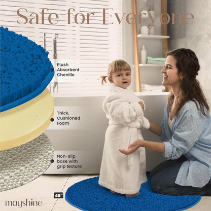 Soft Plush Chenille Bathroom Rug, Absorbent Microfiber Bath Mat, Machine Washable, Non-Slip Grip, Quick-Dry, Thick Shag Carpet Great for Bath, Shower Floor, Bedroom, or Door Mat (Beige, 17x24)