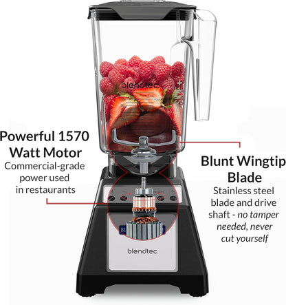 Blendtec Total Classic Original Blender and 75 oz FourSide Blender Jar - Kitchen Blender Bundle - Red