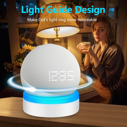 ZUOLACO Table Stand for Echo Dot 5th Generation, Desktop Holder Mount Base for Echo Dot 4th & 5th Gen, Built-in Cable Management and Light Guide, Make Dot More Noticeable, White