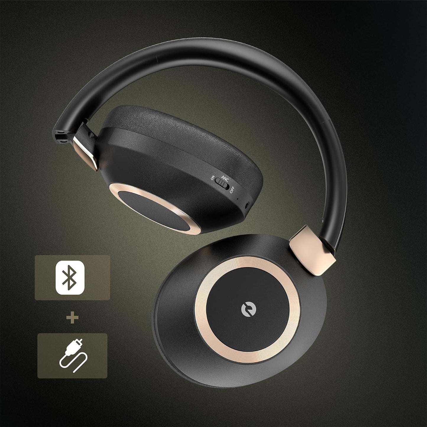 Active Noise Cancelling Headphones, 100H Playtime Headphones Bluetooth Wireless, Bluetooth Headphone Over Ear with Built-in Mic, Wireless Headphone for Travel, Home, Office, Call, Music, Meeting