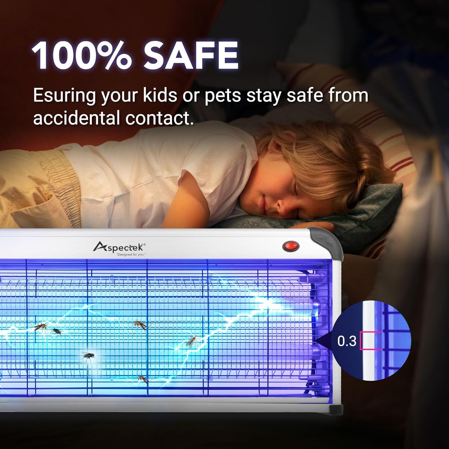 ASPECTEK 40W Insect Fly Killer - Indoor Use,Effective Against Flies, Moths, Mosquitos, Cockroaches, Wasps, Beetles and Bugs