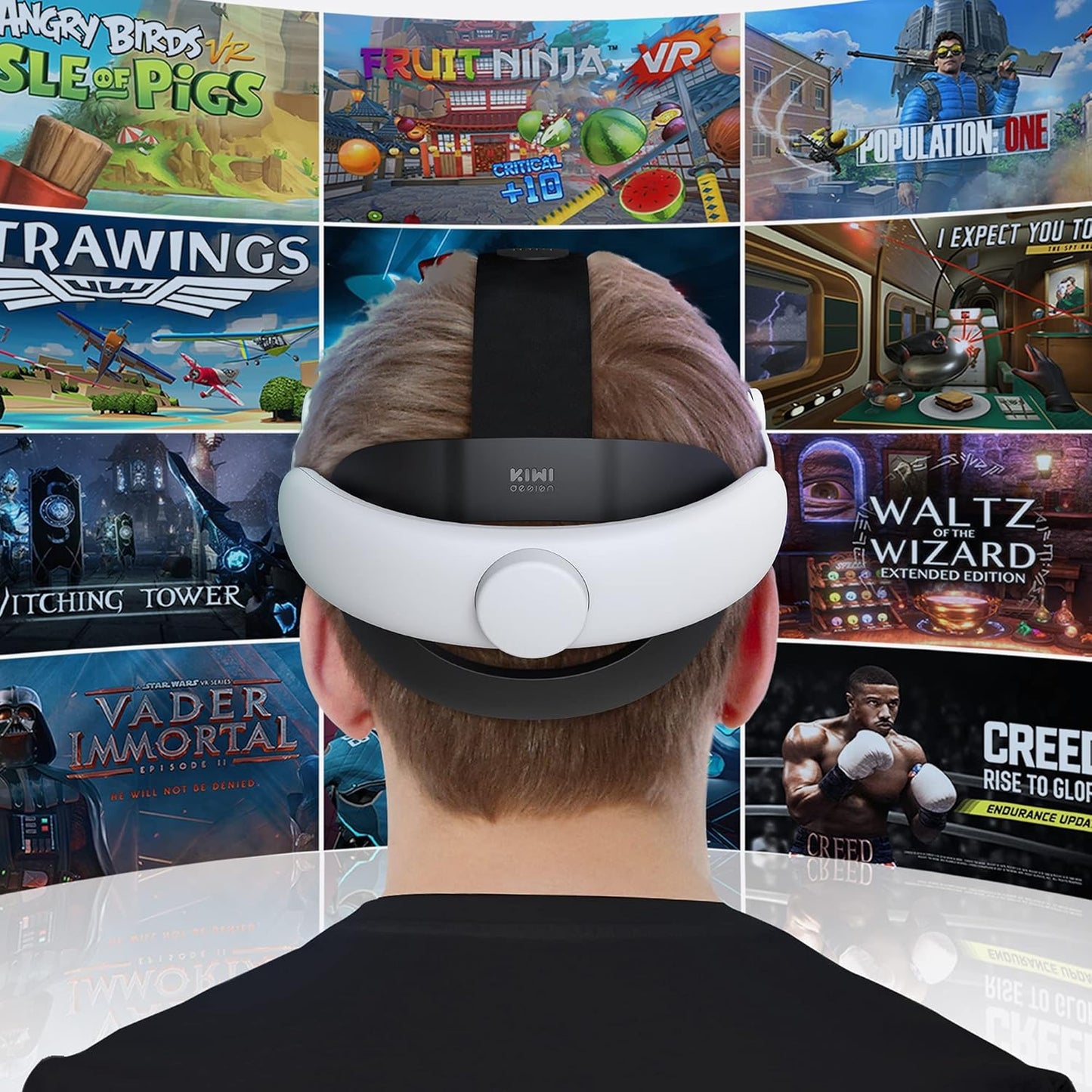 KIWI design Comfort Head Strap Compatible with Quest 2 Elite Strap for Enhanced Support Release Face Pressure