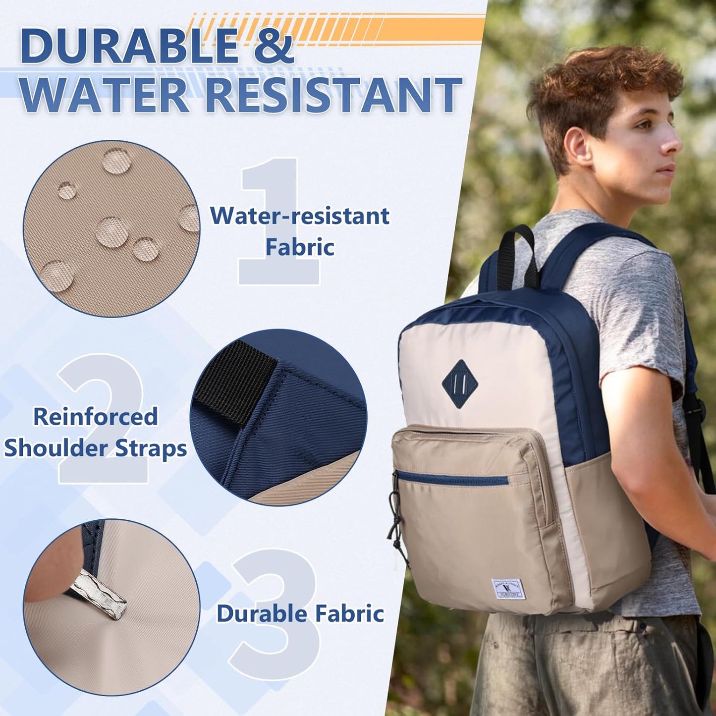 School Backpack for Kids,Lightweight Water Resistant Work Travel Backpack for Women Men Teens VONXURY