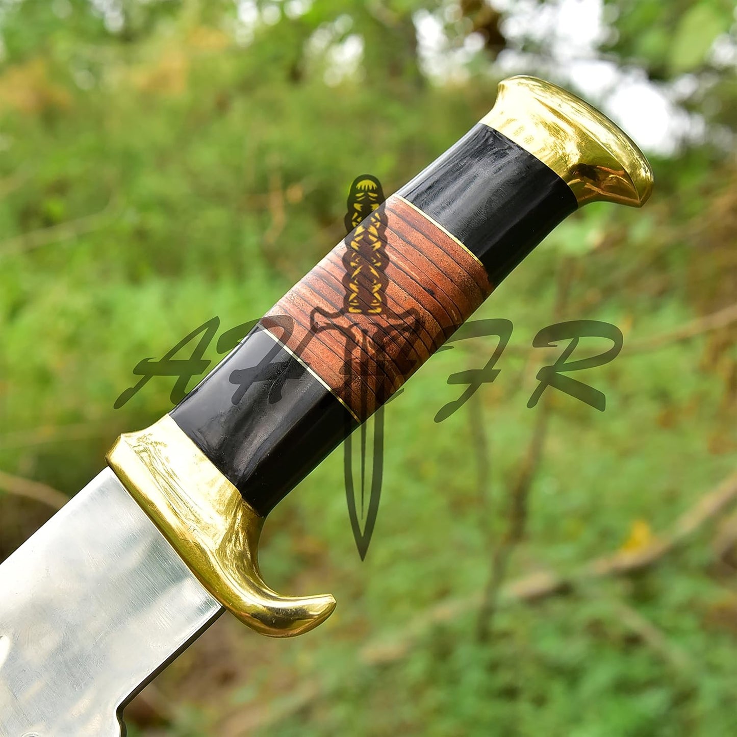 KE-0547-HK D 2 Steel Custom And Handmade 18" Buffalo Horn Handle Large Bowie Knife - Grand Couteau Bowie - Couteaux de Chasse Personnalisés - Couteau de Chasse Fait Main