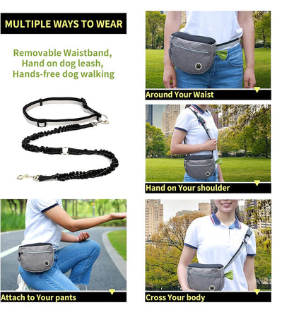 wefenad Large Capacity Dog Snack Bag Dog Treat Pouch Dog Training Pouch Bag with Adjustable Waistband Pet Training Pocket Bag hU