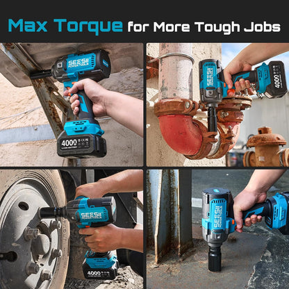 Seesii Cordless Impact Wrench 1600N.m, Brushless Motor Impact Driver