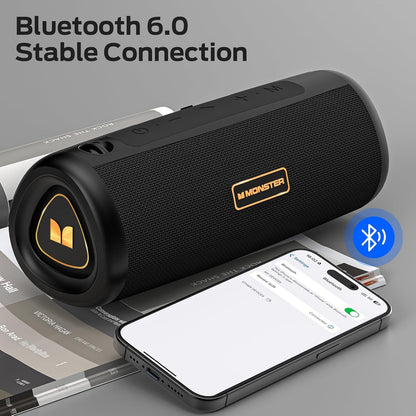 Monster S230 Portable Bluetooth Speaker, Speakers Bluetooth Wireless with 30W Loud Stereo Sound, Wireless Stereo Pairing, 24H Playtime, Bluetooth 6.0 Supports TF Card, AUX for Outdoor/Home/Party