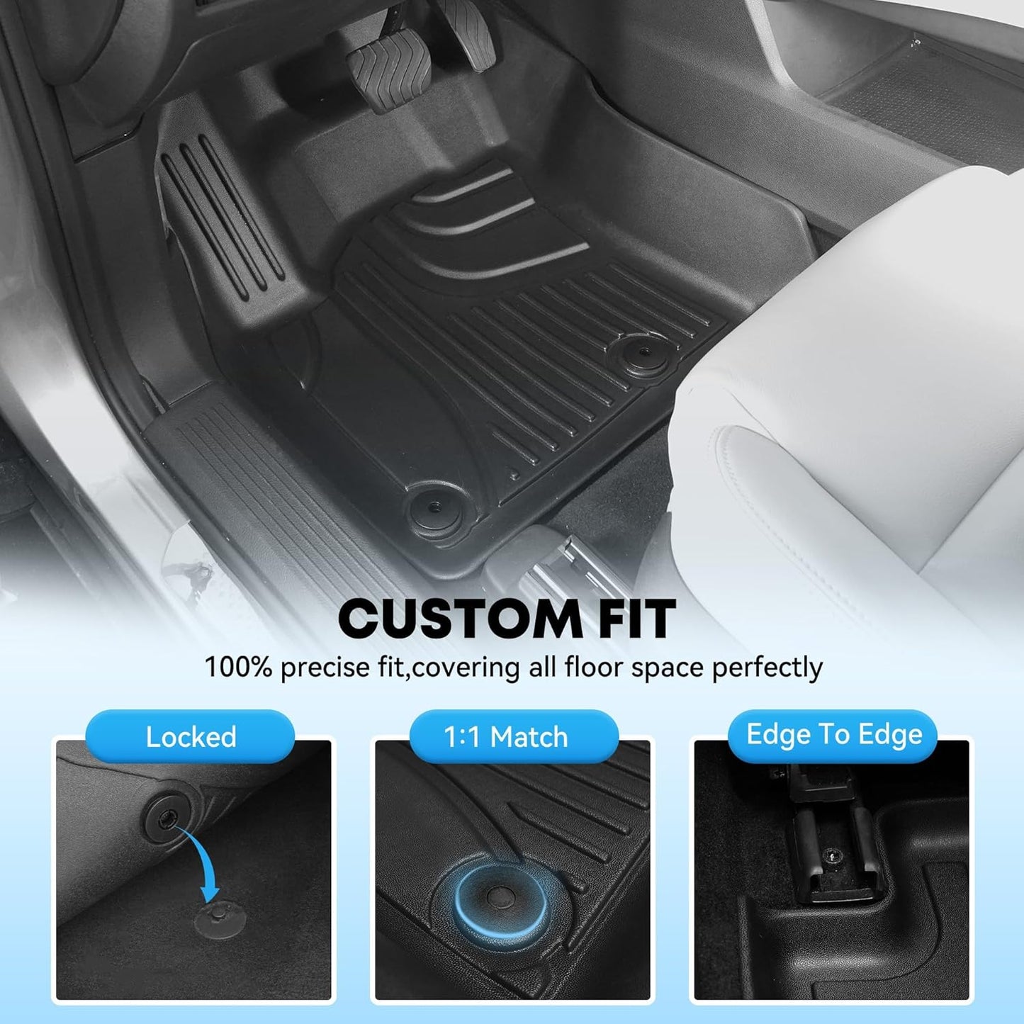 AOMSAZTO Floor Mats & Trunk Mat for 2024 2025 Chevy Equinox EV (Non Fuel),TPE All Weather Protection 2 Rows Car Floor Liners with Cargo Liner for Chevrolet Equinox EV (Non Fuel)