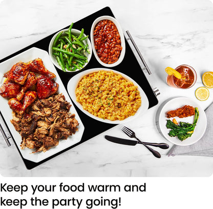 Chefman Electric Warming Tray with Adjustable Temperature Control, Perfect For Buffets, Restaurants, Parties, Events and Home Dinners, Glass Top, XL 21" x 16" Surface Keeps Food Hot - Black