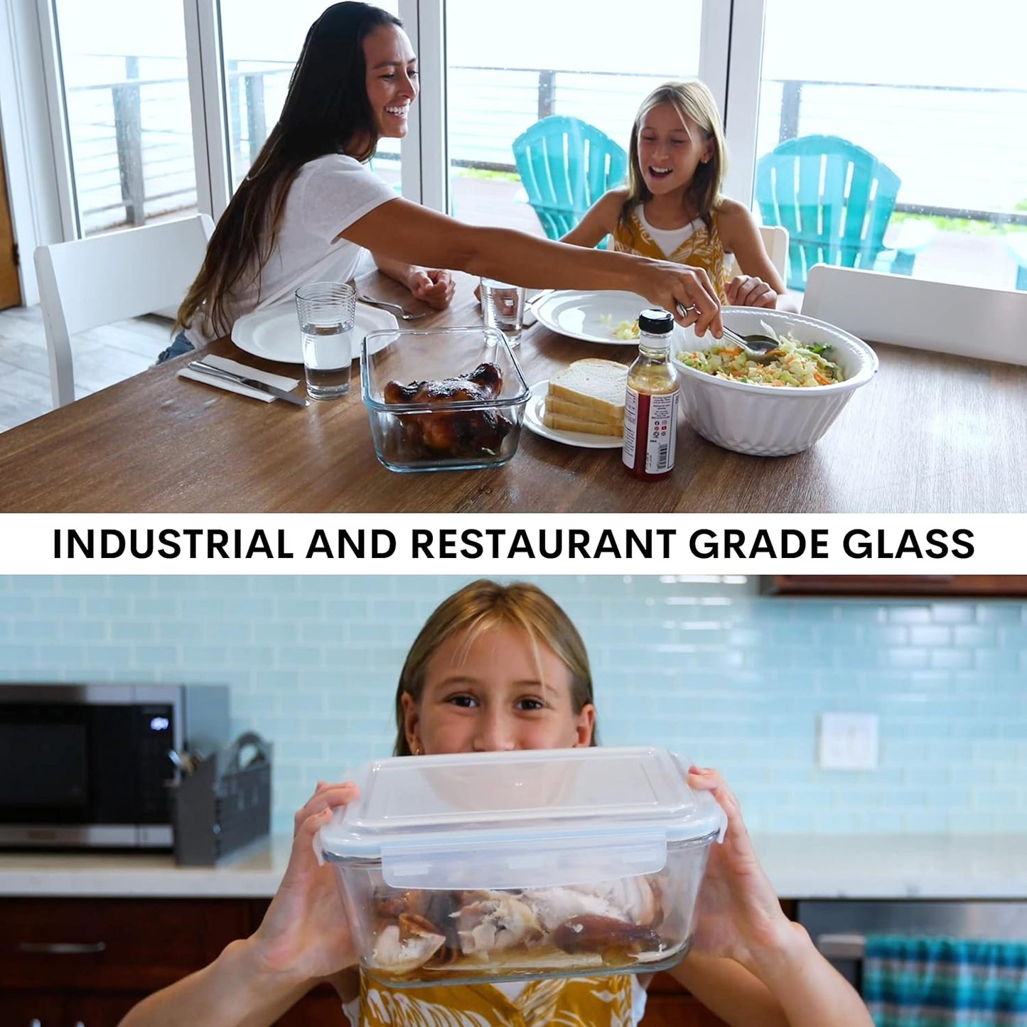 Razab 3300 Ml / 112 Oz Large Glass Container Food Storage with Lids - Leakproof, BPA-Free Large Meal Prep Container Ideal for Roasting Turkey, Store Leftover - Microwave & Oven Safe