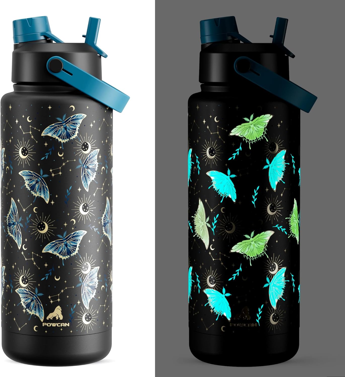 POWCAN 26 oz Insulated Water Bottle with 2-in-1 Straw and Spout Lid, Keep Cold 24H, Leak-Proof, Fits in Car Cup Holder, Stainless Steel Water Bottle for Sports, Travel, and School (Cotton Candy)