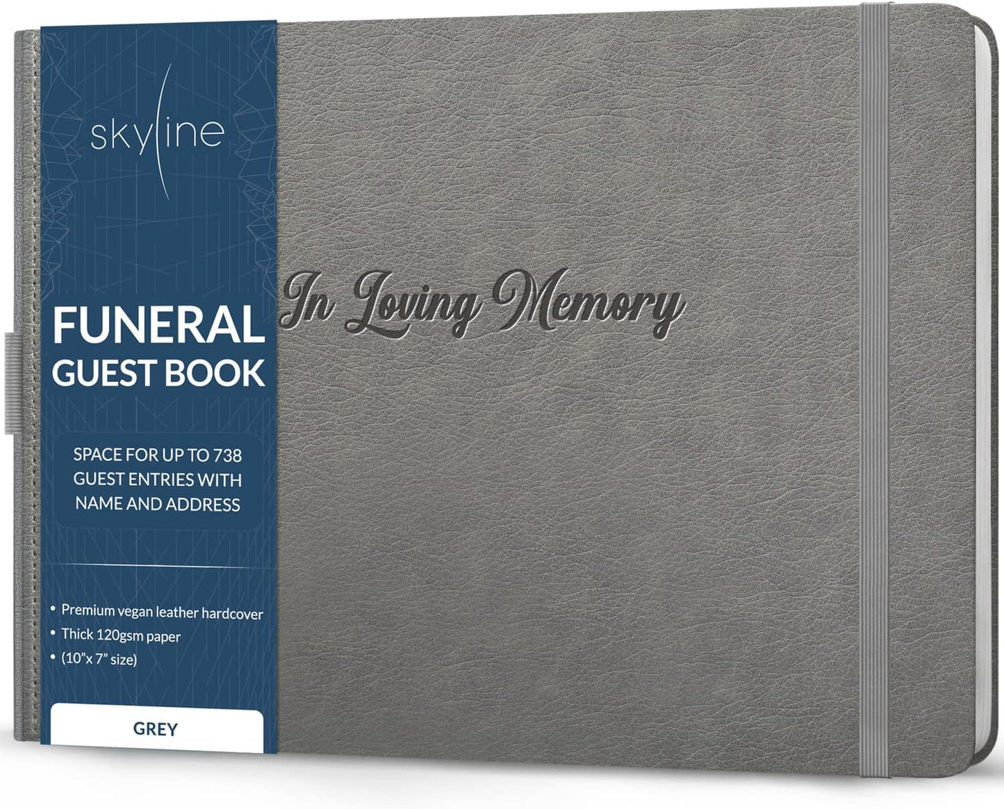 Skyline Funeral Guest Book for Memorial & Funeral Services – in Loving Memory Guest Sign in Book for Funerals – 738 Guest Entries with Name & Address, 129 Pages, Hardcover, 10x7″ (Purple) - PuriLite