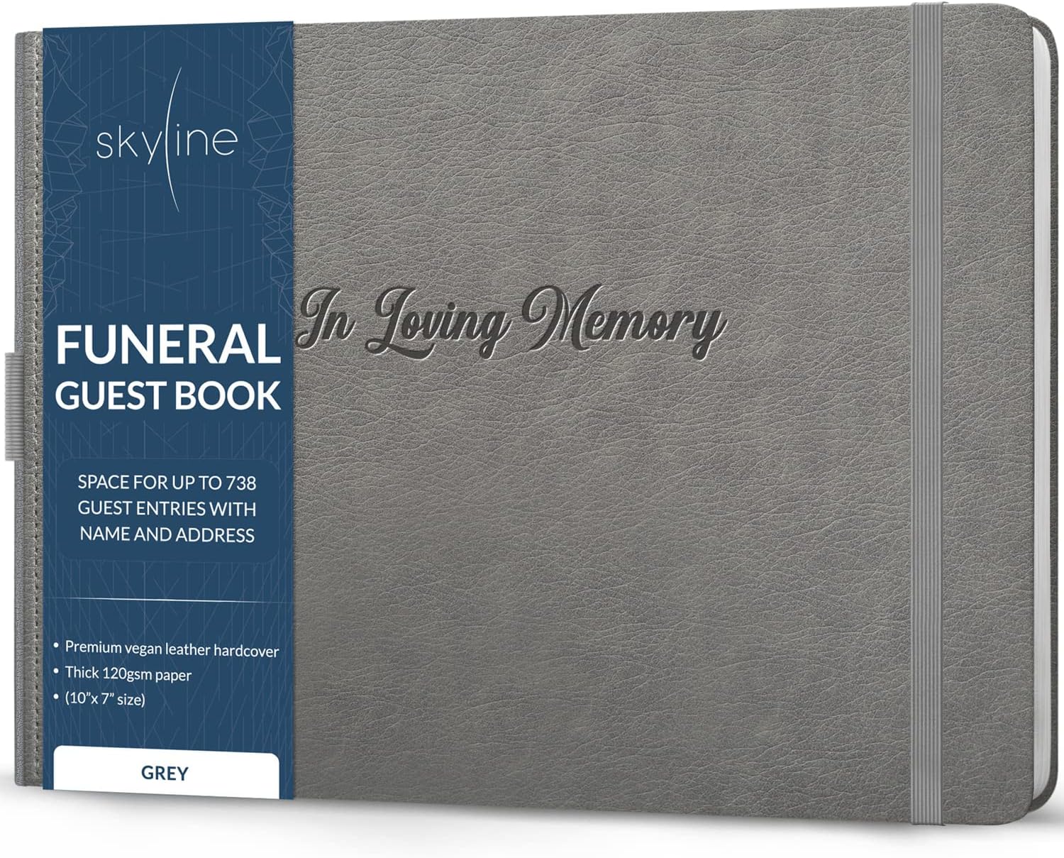 Skyline Funeral Guest Book for Memorial & Funeral Services – in Loving Memory Guest Sign in Book for Funerals – 738 Guest Entries with Name & Address, 129 Pages, Hardcover, 10x7″ (Purple) - PuriLite