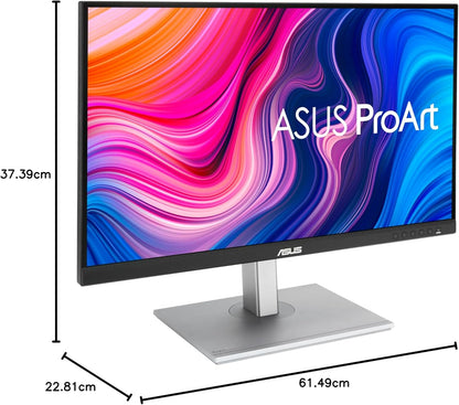 ASUS ProArt Display 27" Monitor PA278CV - WQHD (2560 x 1440), IPS, 100% sRGB, 100% Rec. 709, ΔE < 2, Calman Verified, USB Hub, USB-C, DisplayPort Daisy-Chaining, HDMI, Eye Care, Height Adjustable , BLACK/SLIVER