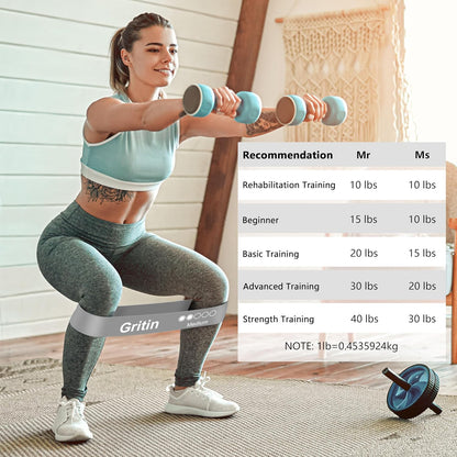 Gritin Resistance Bands, Set of 5 Skin-Friendly Resistance Fitness Exercise Loop Bands with 5 Different Strength Levels - Travel Carrying Case Included - Ideal for Home, Gym, Yoga, Training