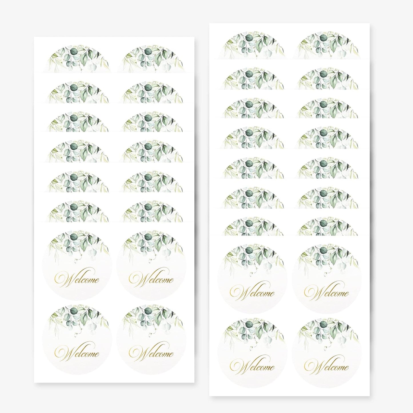 Mobiusea Creation Welcome Stickers | 2 inch | Gold Foil | 60pcs Waterproof Greenery Welcome Bag Stickers for Wedding, Bridal Shower, Birthday, Baby Shower, Party Gift Bags