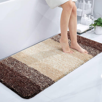 OLANLY Luxury Microfiber Bath Mat, Extra Soft and Absorbent Bathroom Mat, Non-Slip Plush Shaggy Bathroom Rug, Machine Wash Dry, Bath Rugs for Bathroom Floor, Tub and Shower, 16x24, Grey