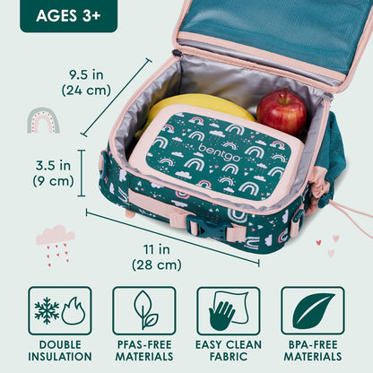 Bentgo® Kids Lunch Bag - Durable, Double Insulated, Water-Resistant Fabric, Interior & Exterior Zippered Pockets, Water Bottle Holder - Ideal for Children 3+ (Shark)