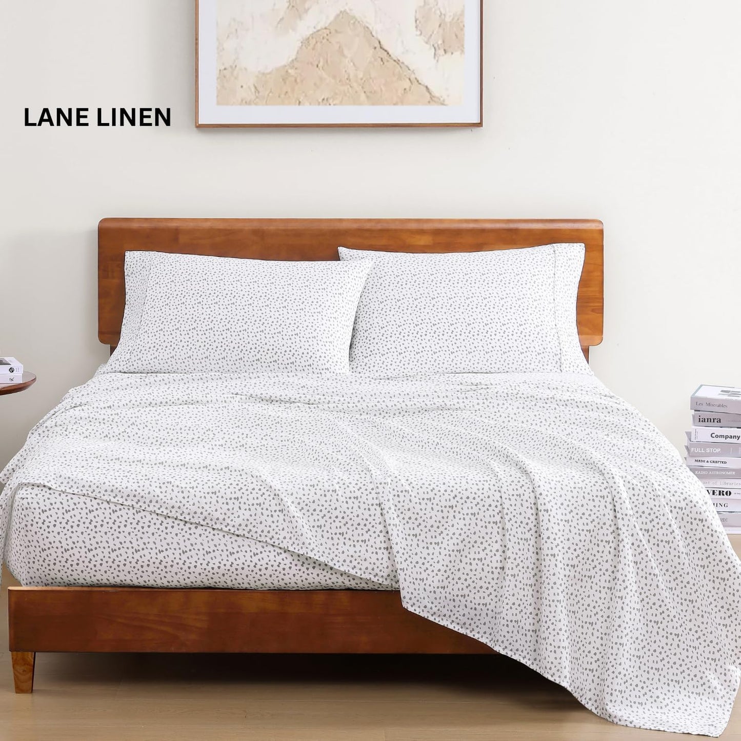 Lane Linen 100% Organic Cotton Queen Sheet Set, 4-Piece Percale Bed Sheets for Queen Bed - Soft, Breathable, Hypoallergenic, Deep Pocket Fits Mattress Up to 15" Deep, Hotel Quality Sheets - White