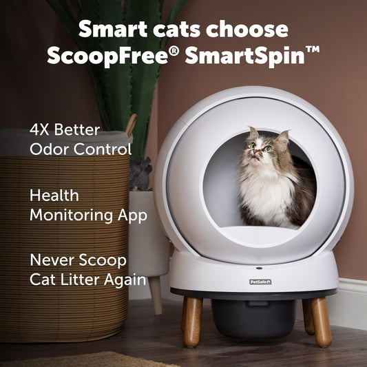 PetSafe ScoopFree SmartSpin Automatic Self-Cleaning Cat Litter Box – Advanced Odor Control – App Controlled with Health Monitoring – Works with Any Litter – Up to 2 Weeks of Hands-Free Cleaning - PuriLite