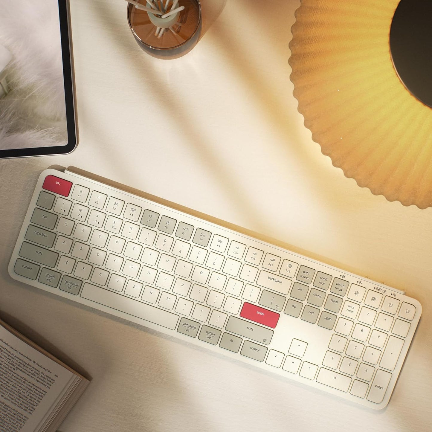 Keychron B6 Pro Quiet Key Full Size Ultra-Slim Wireless Keyboard, ZMK Programmable Bluetooth 5.1/2.4 GHz/Wired with Ultra-Long Battery Life Low Profile for Mac Win Linux System - Space Gray