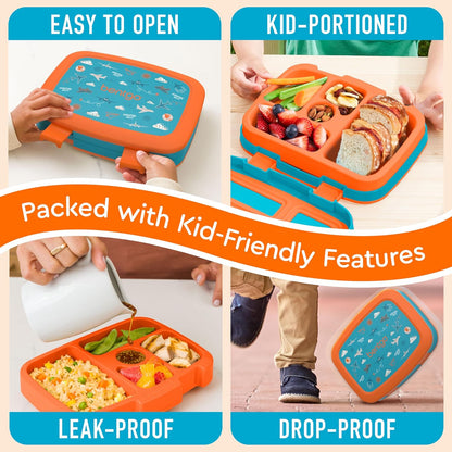 Bentgo Kids Prints Leak-Proof, 5-Compartment Bento-Style Kids Lunch Box - Ideal Portion Sizes for Ages 3-7, Durable, Drop-Proof, Dishwasher Safe, & Made with BPA-Free Materials (Green Rainbow)