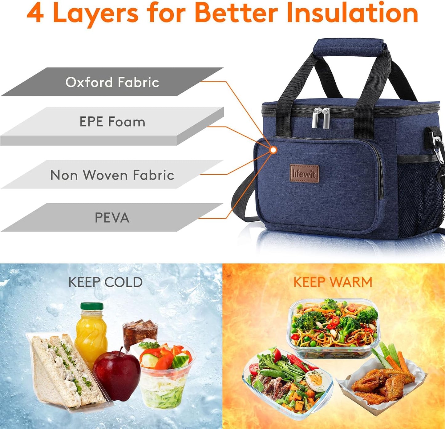 Lifewit Lunch Bag for Men, Insulated Lunch Box Leakproof Soft Cooler Cooling Tote for Adult Women, Waterproof Reusable Lunch Bags for Work Office Outdoor Picnic Camping, Black, 12-Can (9L)