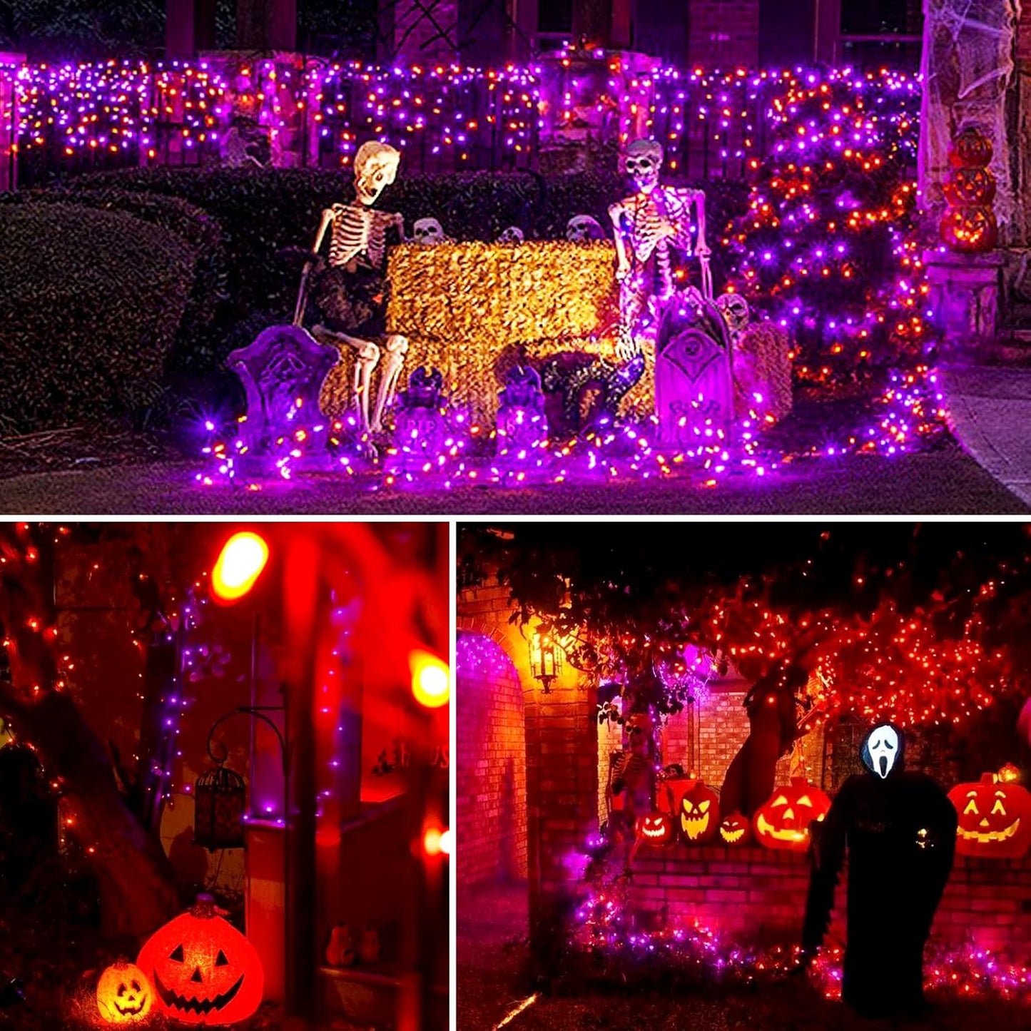 JMEXSUSS 2 Pack 75.5ft Orange Solar Christmas Lights, Total 400 LED Solar String Lights Outdoor Waterproof, 8 Modes Orange Halloween Lights for Tree Patio Garden Thanksgiving Halloween Decorations