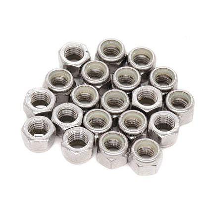 binifiMux 50pcs 1/4-20 Nylon Inserted Self Locking Nuts 304 Stainless Steel