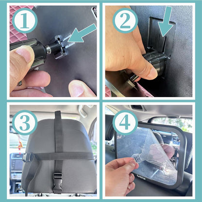 Funbliss Baby Car Mirror for Rear Facing Seat,360° Rotation, Safety CertifiedShatterproof Acrylic Glass, Clear Wide View,Infant Car Mirror for Car Seat Rear Facing,Baby Vehicle Mirror