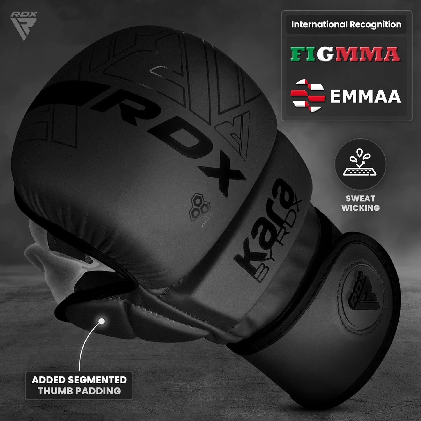 RDX MMA Gloves Sparring Grappling, Hybrid Open Palm Martial Arts Mitts Men Women, Maya Hide Leather Wrist Support, Cage Fighting Combat Sports, Muay Thai Training, Punching Bag and Kickboxing