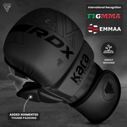 RDX MMA Gloves Sparring Grappling, Hybrid Open Palm Martial Arts Mitts Men Women, Maya Hide Leather Wrist Support, Cage Fighting Combat Sports, Muay Thai Training, Punching Bag and Kickboxing