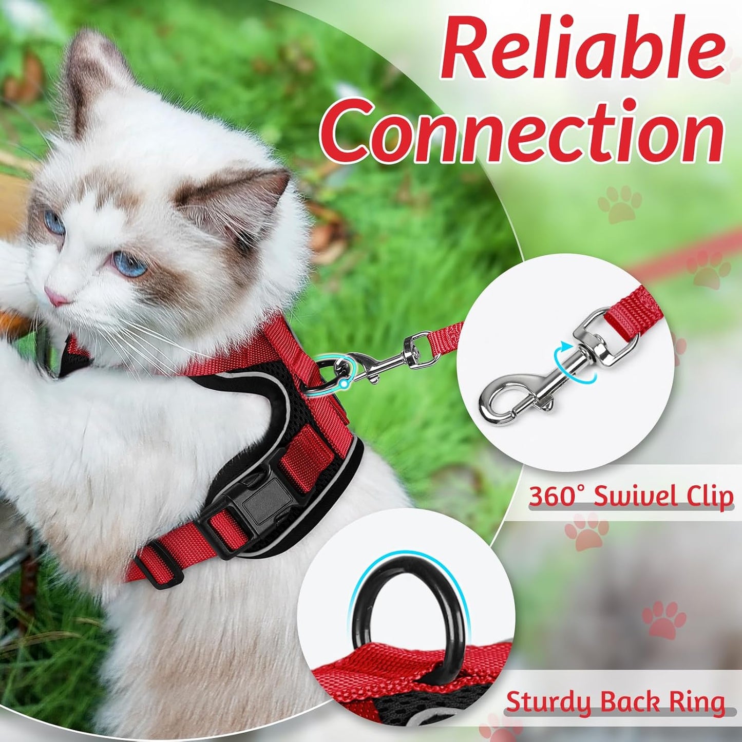 rabbitgoo Cat Harness and Leash for Walking, Escape Proof Soft Adjustable Vest Harnesses for Small Medium Cats, Easy Control Breathable Reflective Strips Jacket, XS, Black