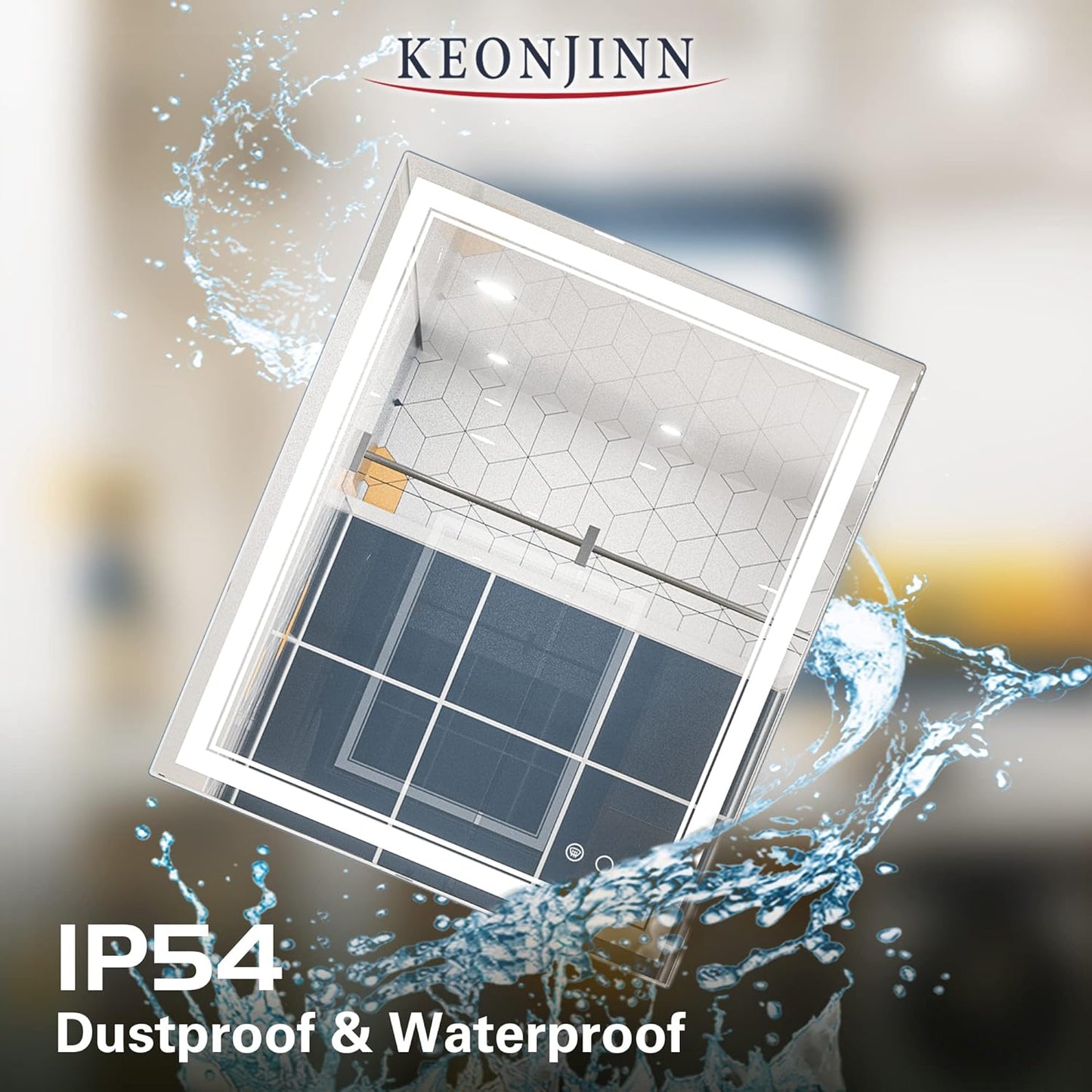 Keonjinn 40 x 24 Inch LED Mirror, Bathroom Mirror with Lights, LED Vanity Mirror, Wall Mounted Anti-Fog Dimmable Lighted Makeup Mirror for Bedroom, IP54 Waterproof (Horizontal/Vertical)