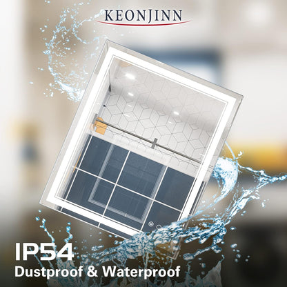 Keonjinn 40 x 24 Inch LED Mirror, Bathroom Mirror with Lights, LED Vanity Mirror, Wall Mounted Anti-Fog Dimmable Lighted Makeup Mirror for Bedroom, IP54 Waterproof (Horizontal/Vertical)