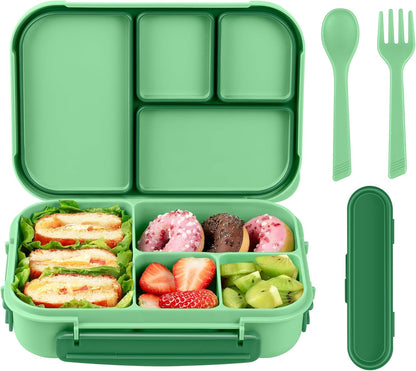 Amathley Lunch Box Kids,Bento Box Adult Lunch Box,Leakproof Lunch Containers for Adults/Kids/Toddler,1200ML-4 Compartments bento Lunch box with Utensil,Microwave & Dishwasher Safe(Dark Gray)