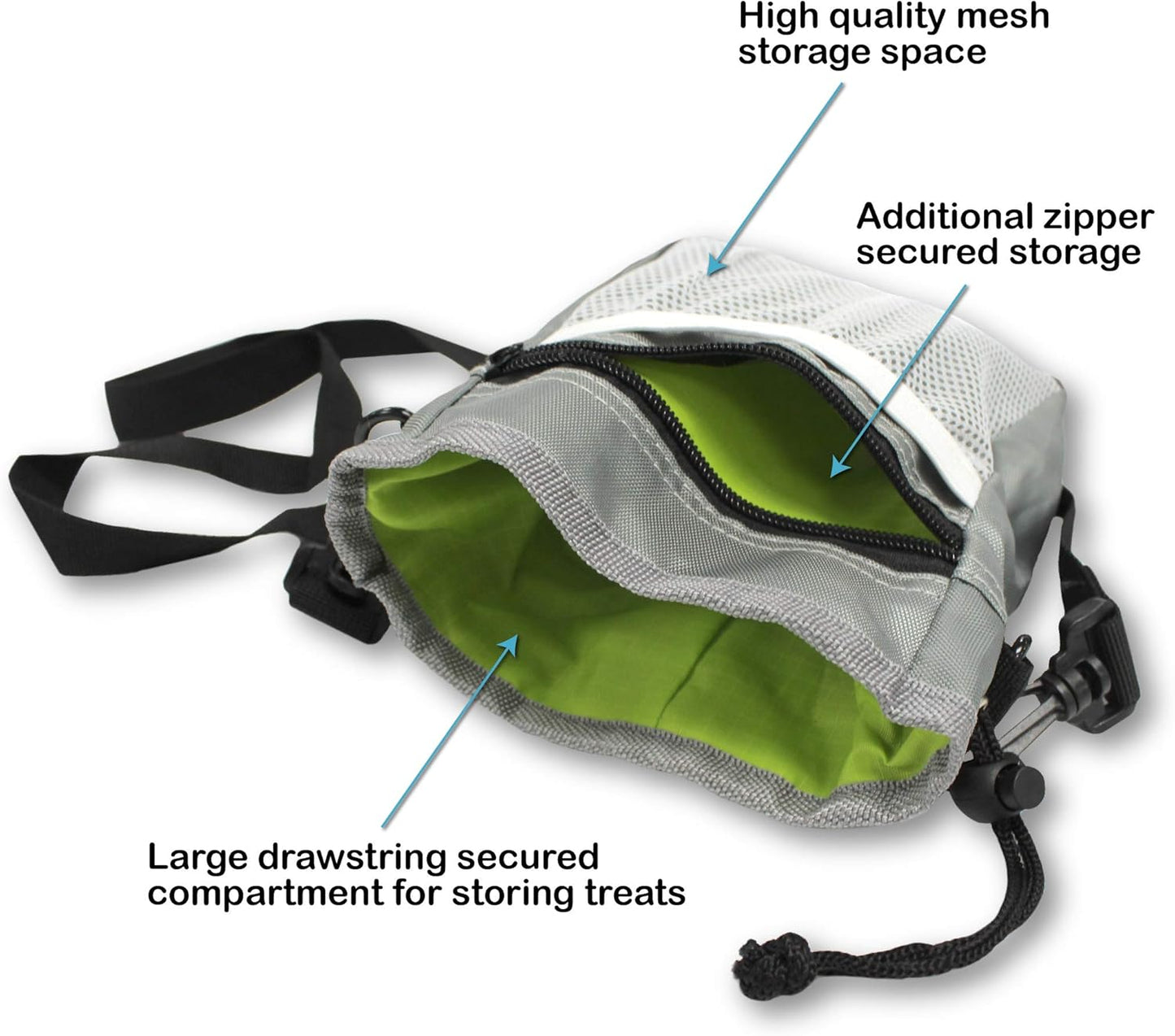 Pets First Dog Treat Training Pouch - Treat Bag for Kibble, Food, Toys, Accessories with Built-in Poop Bag Dispenser - Holder for Small, Medium & Large Dogs & Puppies with Multiple Ways to Wear