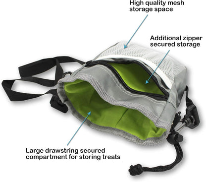 Pets First Dog Treat Training Pouch - Treat Bag for Kibble, Food, Toys, Accessories with Built-in Poop Bag Dispenser - Holder for Small, Medium & Large Dogs & Puppies with Multiple Ways to Wear