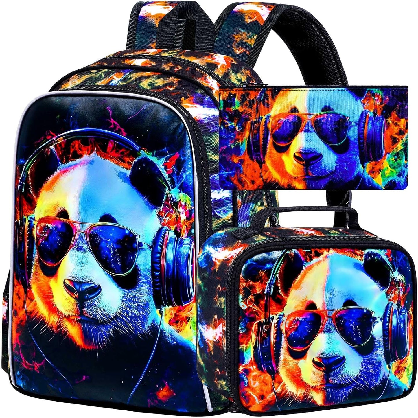 3pcs Backpack for Boys and Girls, 16” Kids Kindergarten Bookbag with Lunch Box, Cute Elementary Backpacks for Boy Girl