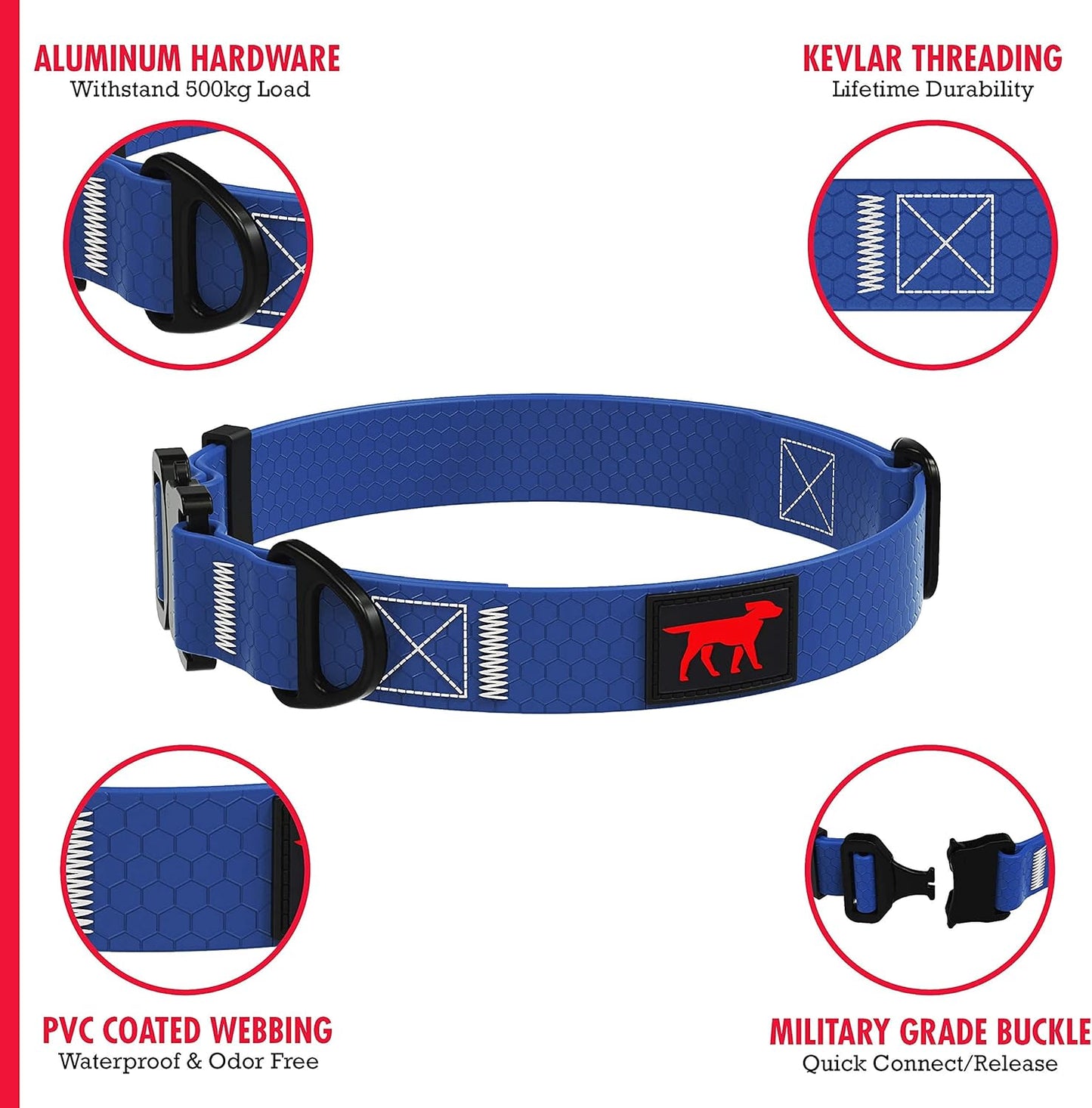Tuff Pupper Waterproof Action Collar for Dogs | Heavy Duty Water Proof Dog Collar | Tear Proof & Odor Free | Rust-Proof Metal Hardware | Tactical Quick Release Buckle | for Adventurous, Active Dogs