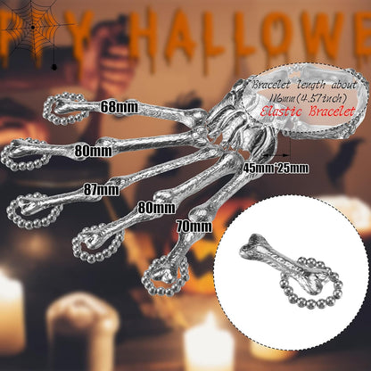 2 Pieces Halloween Metal Skeleton Bracelet Skull Finger Accessories Ghost Claw Ornament Gothic Jewelry Flexible Bracelet for Halloween Party Cosplay Costume Supplies