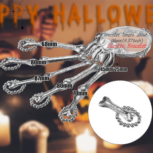 2 Pieces Halloween Metal Skeleton Bracelet Skull Finger Accessories Ghost Claw Ornament Gothic Jewelry Flexible Bracelet for Halloween Party Cosplay Costume Supplies - PuriLite