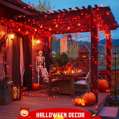 JMEXSUSS 2 Pack 75.5ft Orange Solar Christmas Lights, Total 400 LED Solar String Lights Outdoor Waterproof, 8 Modes Orange Halloween Lights for Tree Patio Garden Thanksgiving Halloween Decorations